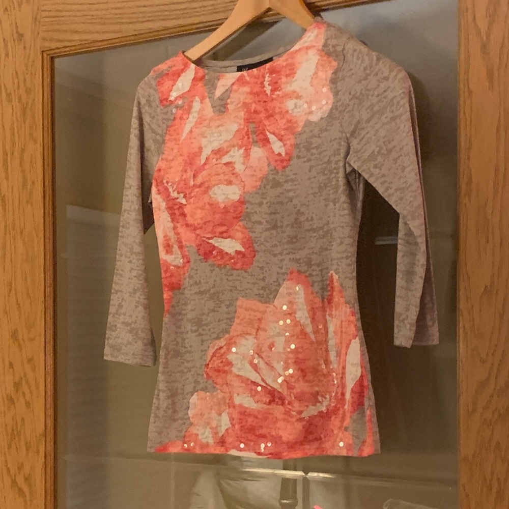 INC International Concepts Coral Floral Blouse